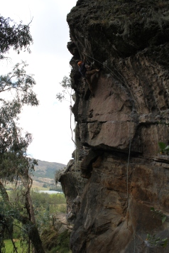 Clipping on some overhung traverse